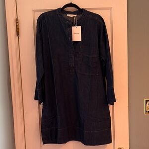 NWT Everlane Denim Popover Dress in Dark Indigo